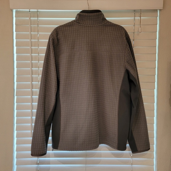 LL Bean Mountain Classic Windproof Fleece Jacket Mens Large Grey Grid Texture - Picture 2 of 5